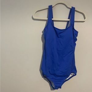 NWOT 12L Lands’ End blue one piece swim suit